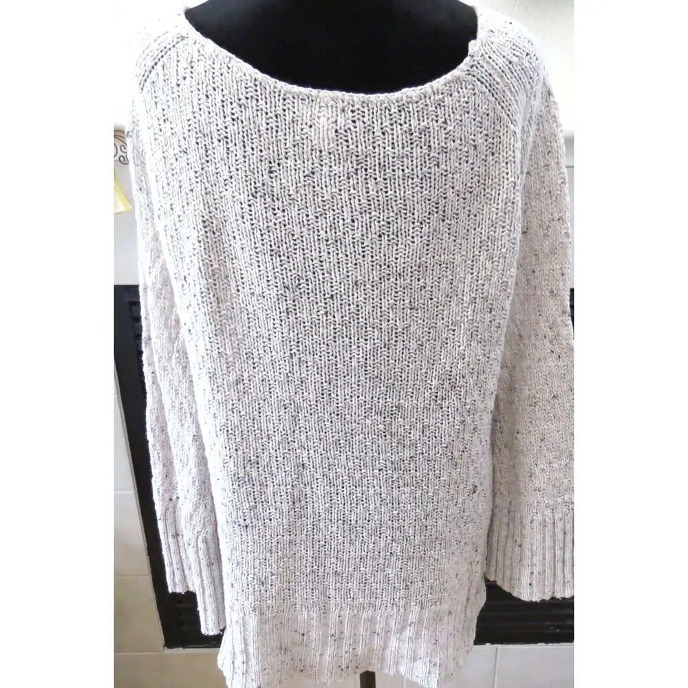 Hinge  ( Nordstrom's) Women's Sweater  Tunic Length Oatmeal Speckled l XS  EUC - Picture 7 of 9